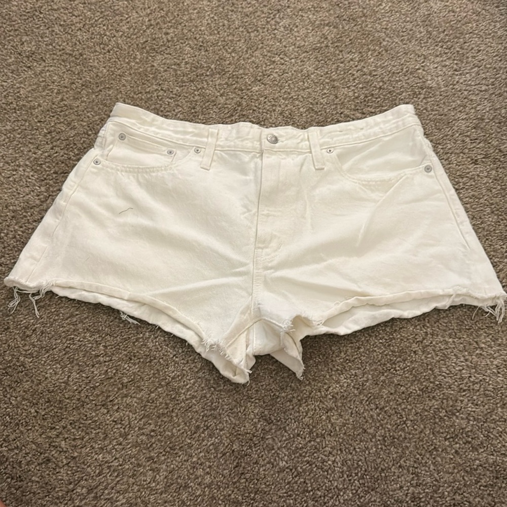 Madewell white denim shorts